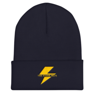 The Stone MGs Bolt Cuffed Beanie Gold on Navy