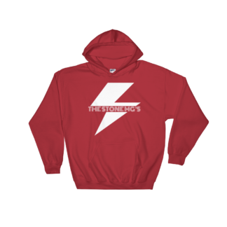 The Stone MG's Hooded Sweatshirt White on Red